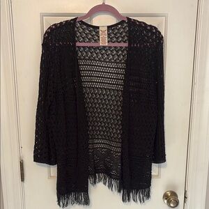 Faded Glory Black Open-Knit Cardigan